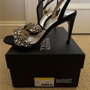 Badgley Mischka Black Heels with Silver Embellishments
